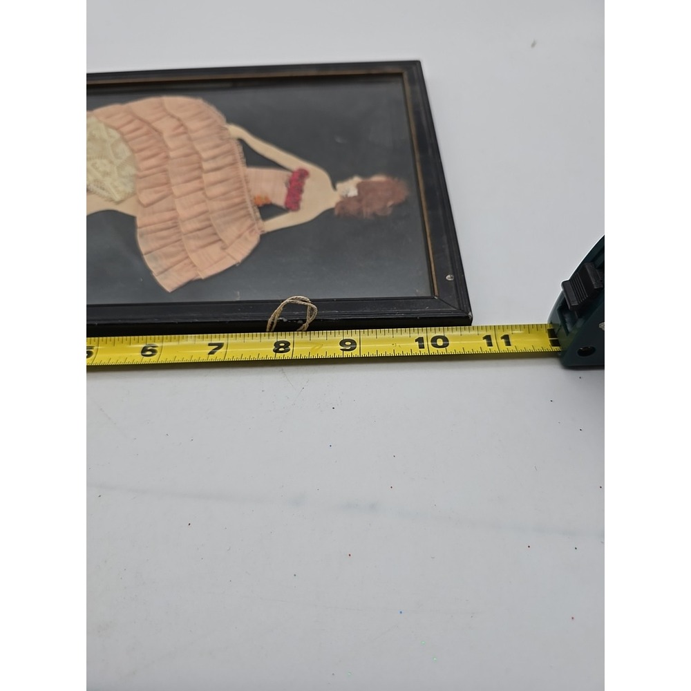 Art Deco Vintage Dimensional Ribbon Art Doll Picture in Layered Gown & Lace Hair - Picture 7 of 10